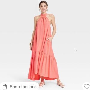 High low halter midi dress